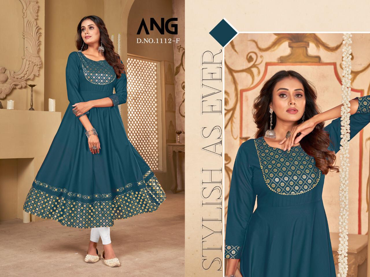 12Angel 1112 Wholesale Printed Anarkali Kurtis Catalog